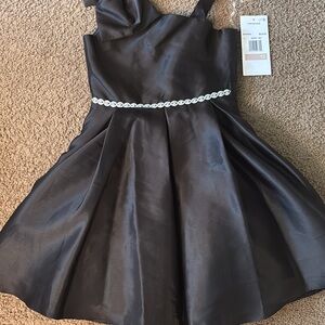 Elegant Black Kids Dress with Embellished Waist